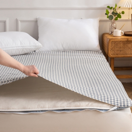 老张新疆棉花被 2025新款A类全棉水洗棉棉花床垫a类棉花床垫可拆卸洗棉花褥子 蓝小格