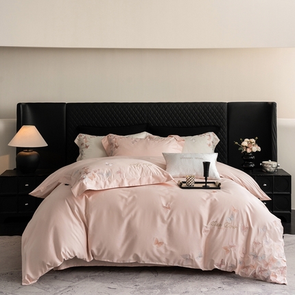 91家纺网 家纺一手货源 找家纺 （总）馨蕊 2025新款高精密刺绣轻奢风全棉四件套-微光