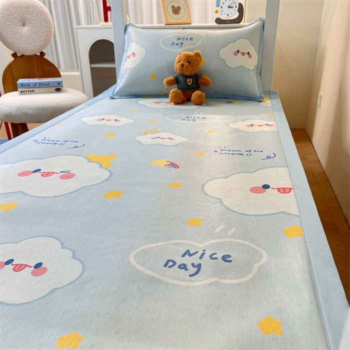 91家纺网 家纺一手货源 找家纺 久云居 2025新款冰藤席宿舍凉席席子 萌朵