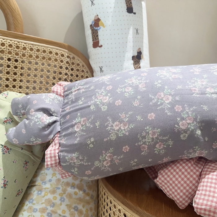 91家纺网 家纺一手货源 找家纺 （总）伟邦枕芯 2025新款全棉双层纱小碎花兔兔荞麦枕