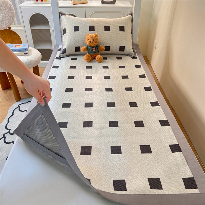 91家纺网 家纺一手货源 找家纺 久云居 2025新款冰藤席宿舍凉席席子 甘棋盘格