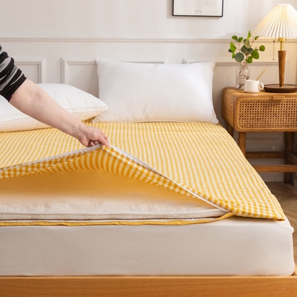 老张新疆棉花被 2025新款A类全棉水洗棉棉花床垫a类棉花床垫可拆卸洗棉花褥子 黄小格