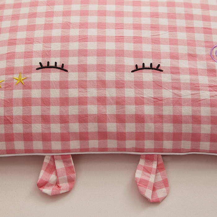 91家纺网 家纺一手货源 找家纺 （总）幸运草 2025新款格子卡通儿童纯荞麦枕头夏季幼儿园小学生全荞麦壳枕芯