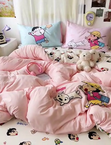 91家纺网 家纺一手货源 找家纺 一霖家纺 2025新款高克重云朵棉数码印花＋毛巾绣四件套 去春游吧