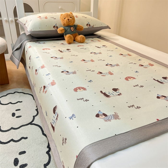 91家纺网 家纺一手货源 找家纺 久云居 2025新款冰藤席宿舍凉席席子 快乐小狗