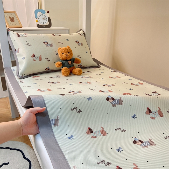 91家纺网 家纺一手货源 找家纺 久云居 2025新款冰藤席宿舍凉席席子 快乐小狗