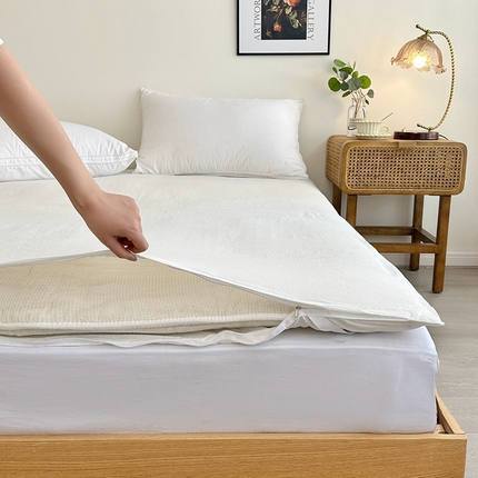 老张新疆棉花被 2025新款A类全棉水洗棉棉花床垫a类棉花床垫可拆卸洗棉花褥子 白色