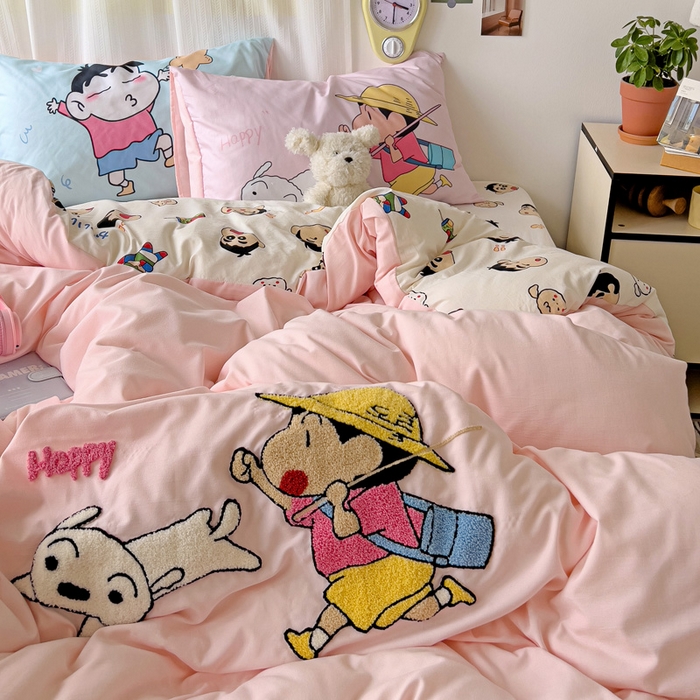 91家纺网 家纺一手货源 找家纺 一霖家纺 2025新款高克重云朵棉数码印花＋毛巾绣四件套 去春游吧