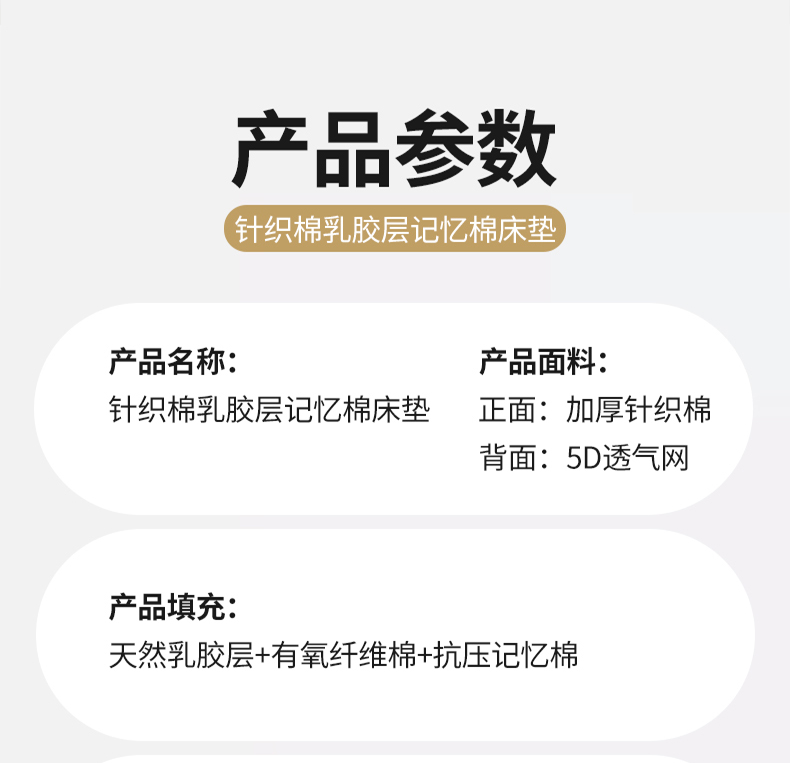 91家纺网 家纺一手货源 找家纺 鑫梦莱 2025新款针织棉乳胶记忆海绵床垫-LOVE系列学生款 波浪白蓝（厚约6cm）