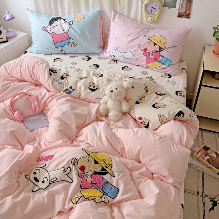 91家纺网 家纺一手货源 找家纺 一霖家纺 2025新款高克重云朵棉数码印花＋毛巾绣四件套 去春游吧