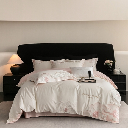 （总）馨蕊家居 2025新款高精密刺绣轻奢风全棉四件套-棉-花至