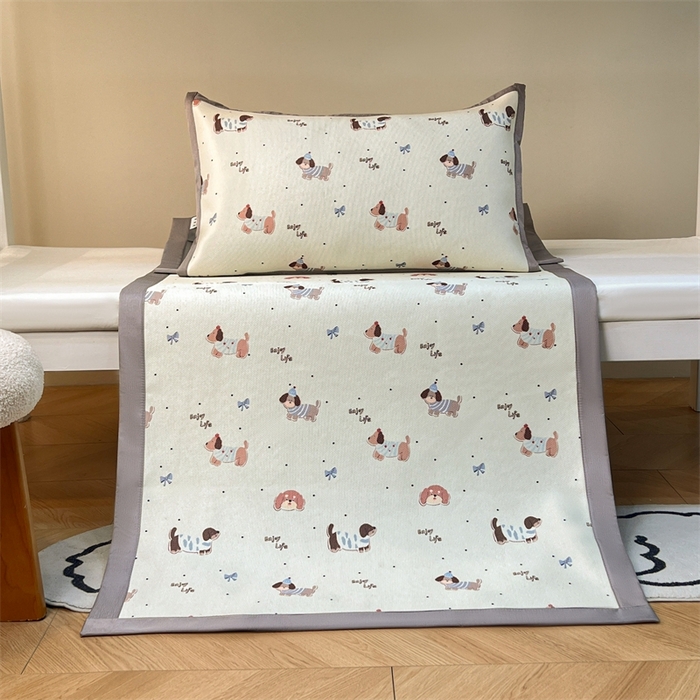 91家纺网 家纺一手货源 找家纺 久云居 2025新款冰藤席宿舍凉席席子 快乐小狗