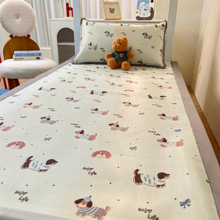 91家纺网 家纺一手货源 找家纺 久云居 2025新款冰藤席宿舍凉席席子 快乐小狗