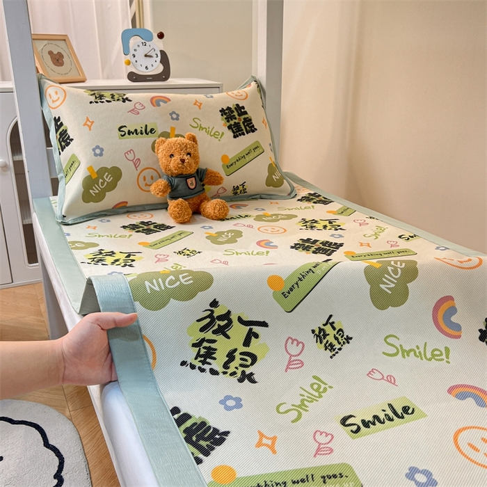 91家纺网 家纺一手货源 找家纺 久云居 2025新款冰藤席宿舍凉席席子 放下焦绿