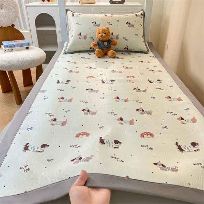 91家纺网 家纺一手货源 找家纺 久云居 2025新款冰藤席宿舍凉席席子 快乐小狗