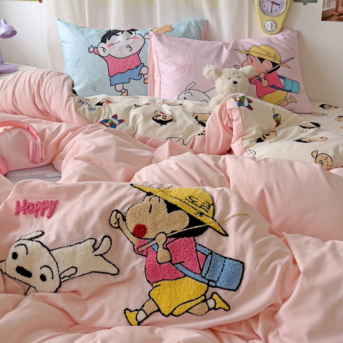 91家纺网 家纺一手货源 找家纺 一霖家纺 2025新款高克重云朵棉数码印花＋毛巾绣四件套 去春游吧