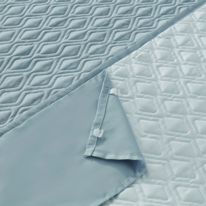 91家纺网 家纺一手货源 找家纺 OL家纺 2025新款100支天丝棉居家轻奢床盖夹棉防滑四件套 云雾蓝