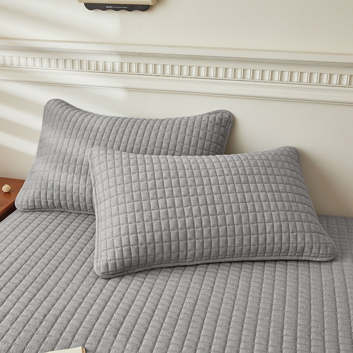 91家纺网 家纺一手货源 找家纺 3C 2025新款全棉水洗棉夹棉 床笠-蝴蝶结 蝴蝶结 月灰