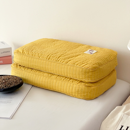 卓昌枕芯 2025新款韩式磨毛水洗棉面包荞麦枕头枕芯 芝士黄-水洗棉荞麦枕