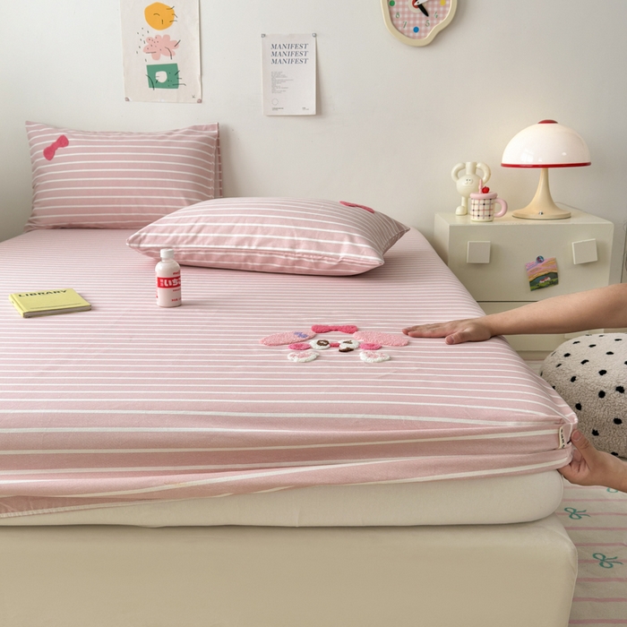 91家纺网 家纺一手货源 找家纺 如意朵 2025全棉老粗布刺绣床笠系列 小可爱