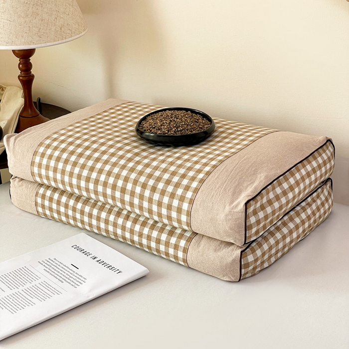 91家纺网 家纺一手货源 找家纺 卓昌枕芯 2025新款全棉水洗棉色织荞麦枕头枕芯 水洗棉荞麦枕-咖格子