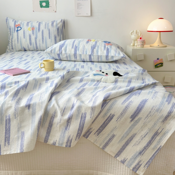 91家纺网 家纺一手货源 找家纺 如意朵 2025全棉老粗布刺绣床单系列 洽洽狗