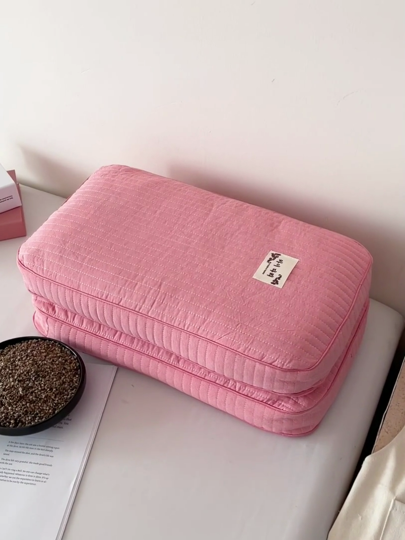 91家纺网 家纺一手货源 找家纺 卓昌枕芯 2025新款韩式磨毛水洗棉面包荞麦枕头枕芯 樱花粉-水洗棉荞麦枕