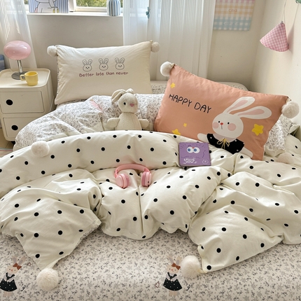 91家纺网 家纺一手货源 找家纺 （总）乐童家纺 2025新款数码枕混搭毛球系列四件套