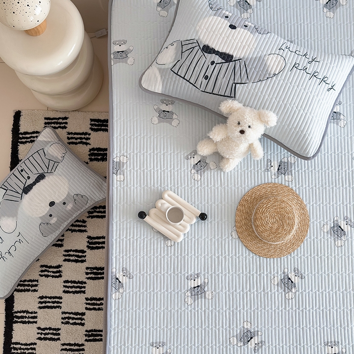 RYB红黄兰 2025新款INS原创超萌卡通锦氨冰皮夹棉软席凉席床笠三件套 憨憨雪纳瑞