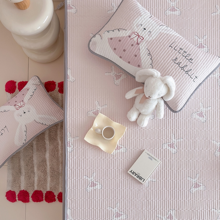 RYB红黄兰 2025新款INS原创超萌卡通锦氨冰皮夹棉软席凉席床笠三件套 甜心小兔