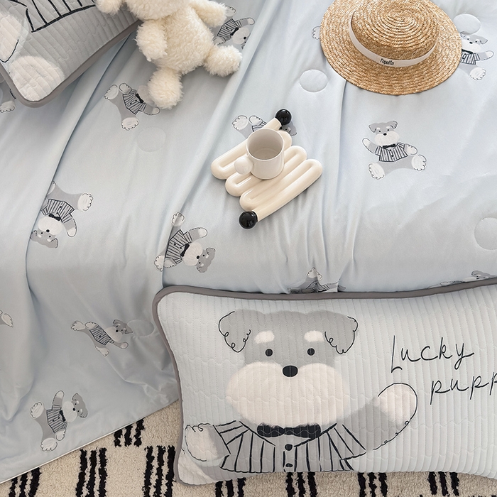 91家纺网 家纺一手货源 找家纺 RYB红黄兰 2025新款INS原创超萌卡通锦氨冰皮夏被夏凉被空调被 憨憨雪纳瑞