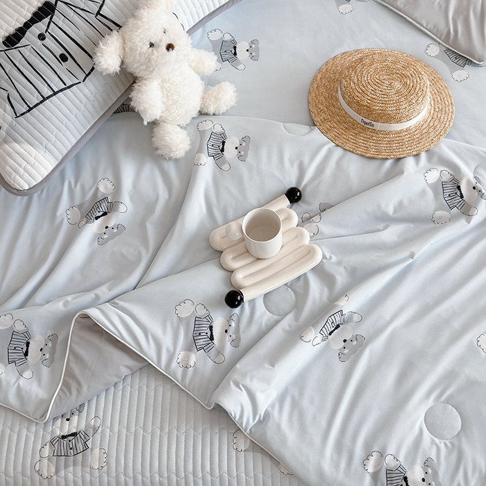 91家纺网 家纺一手货源 找家纺 RYB红黄兰 2025新款INS原创超萌卡通锦氨冰皮夏被夏凉被空调被 憨憨雪纳瑞