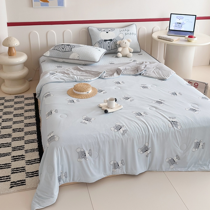 91家纺网 家纺一手货源 找家纺 RYB红黄兰 2025新款INS原创超萌卡通锦氨冰皮夏被夏凉被空调被 憨憨雪纳瑞