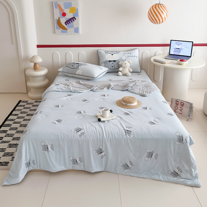 91家纺网 家纺一手货源 找家纺 RYB红黄兰 2025新款INS原创超萌卡通锦氨冰皮夏被夏凉被空调被 憨憨雪纳瑞