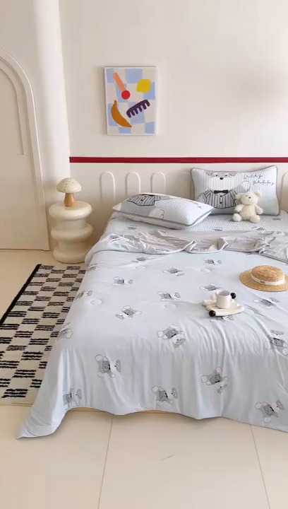 91家纺网 家纺一手货源 找家纺 RYB红黄兰 2025新款INS原创超萌卡通锦氨冰皮夏被夏凉被空调被 憨憨雪纳瑞