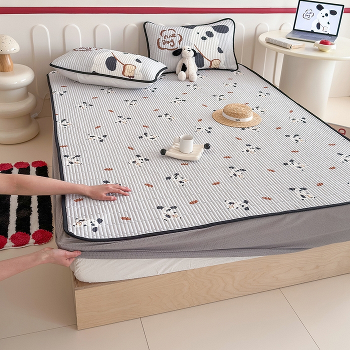 91家纺网 家纺一手货源 找家纺 RYB红黄兰 2025新款INS原创超萌卡通锦氨冰皮夏被夏凉被空调被 黑白小狗