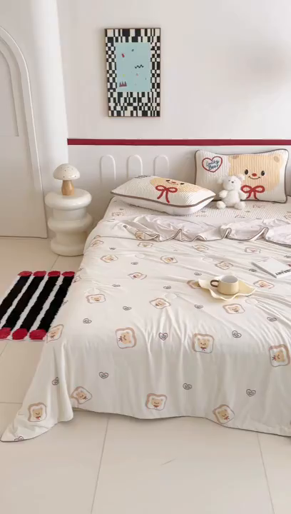 91家纺网 家纺一手货源 找家纺 RYB红黄兰 2025新款INS原创超萌卡通锦氨冰皮夏被夏凉被空调被 面包熊仔