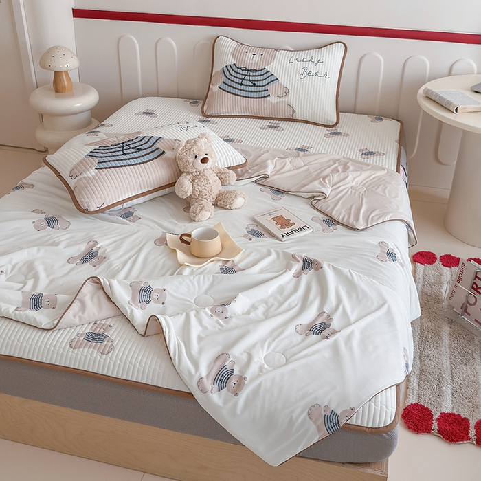 91家纺网 家纺一手货源 找家纺 RYB红黄兰 2025新款INS原创超萌卡通锦氨冰皮夏被夏凉被空调被 奶油小熊