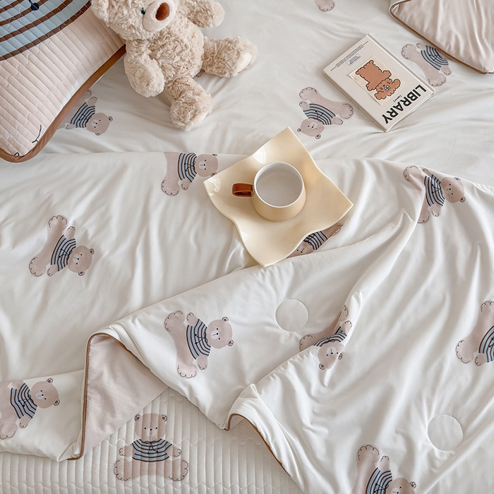 91家纺网 家纺一手货源 找家纺 RYB红黄兰 2025新款INS原创超萌卡通锦氨冰皮夏被夏凉被空调被 奶油小熊