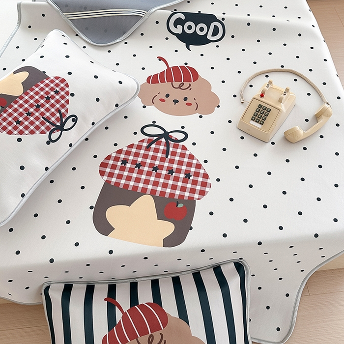 91家纺网 家纺一手货源 找家纺 RYB红黄兰 2025新款INS原创超萌卡通大版碳光冰丝凉席三明治空调席三件套席子 宠物之家