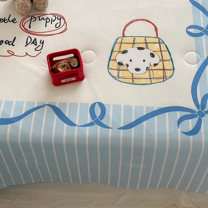 91家纺网 家纺一手货源 找家纺 RYB红黄兰 A类2025新款INS原创大版卡通锦氨冰皮夏被夏凉被空调被 狗狗日记