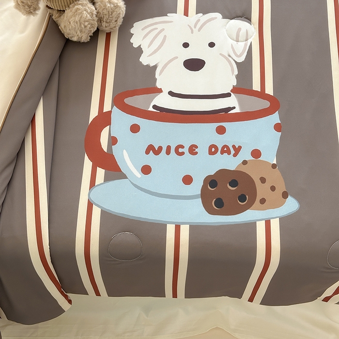 91家纺网 家纺一手货源 找家纺 RYB红黄兰 A类2025新款INS原创大版卡通锦氨冰皮夏被夏凉被空调被 咖啡西高地