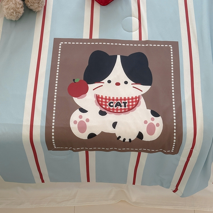 91家纺网 家纺一手货源 找家纺 RYB红黄兰 A类2025新款INS原创大版卡通锦氨冰皮夏被夏凉被空调被 苹果小黑猫