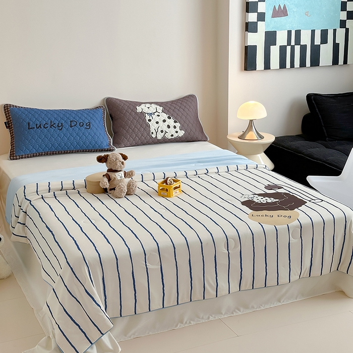 91家纺网 家纺一手货源 找家纺 RYB红黄兰 A类2025新款INS原创大版卡通锦氨冰皮夏被夏凉被空调被 沙发小狗