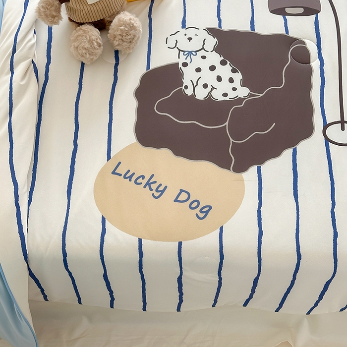 91家纺网 家纺一手货源 找家纺 RYB红黄兰 A类2025新款INS原创大版卡通锦氨冰皮夏被夏凉被空调被 沙发小狗