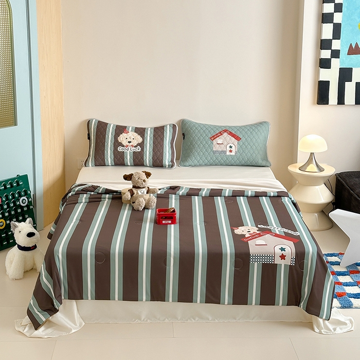 91家纺网 家纺一手货源 找家纺 RYB红黄兰 A类2025新款INS原创大版卡通锦氨冰皮夏被夏凉被空调被 泰迪小窝