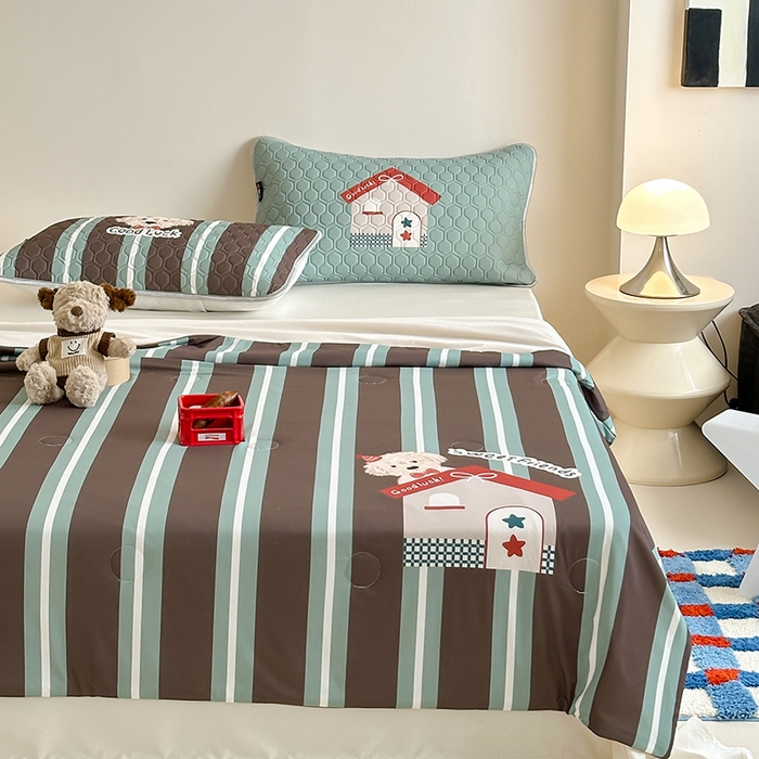 91家纺网 家纺一手货源 找家纺 RYB红黄兰 A类2025新款INS原创大版卡通锦氨冰皮夏被夏凉被空调被 泰迪小窝