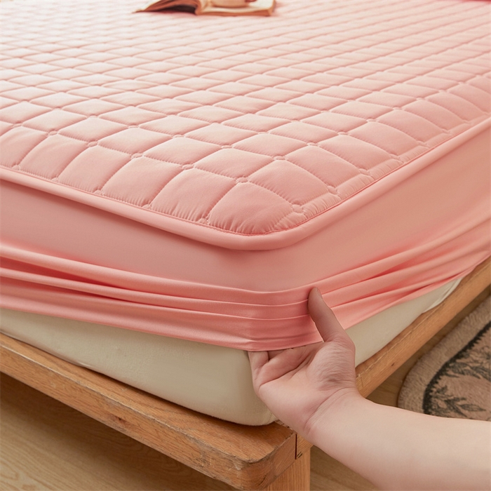 91家纺网 家纺一手货源 找家纺 魅图家纺 2025新款A类原棉防水夹棉床笠 浅玉