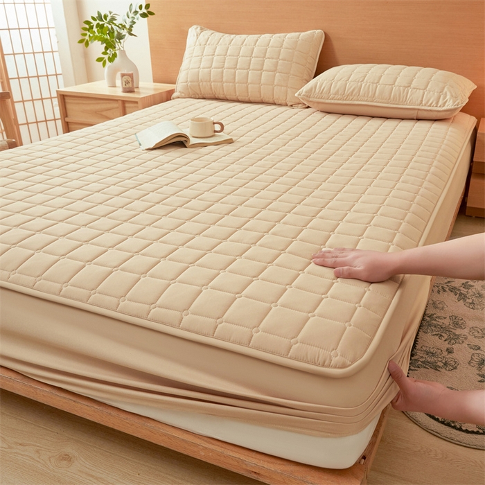 91家纺网 家纺一手货源 找家纺 魅图家纺 2025新款A类原棉防水夹棉床笠 流金