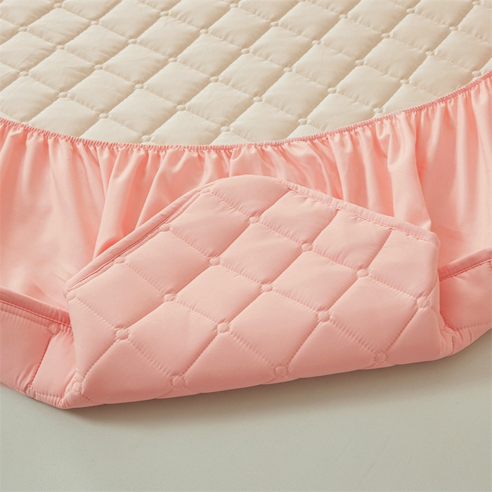 91家纺网 家纺一手货源 找家纺 魅图家纺 2025新款A类原棉防水夹棉床笠 浅玉